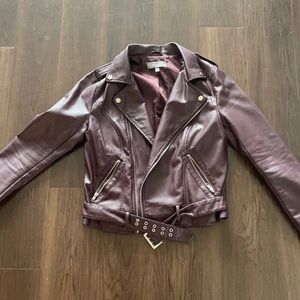 Maroon faux-leather jacket